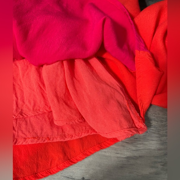 Skies Are Blue Dress Red Pink Tie At Waist Color block Cold Shoulder Size Large - Picture 9 of 12